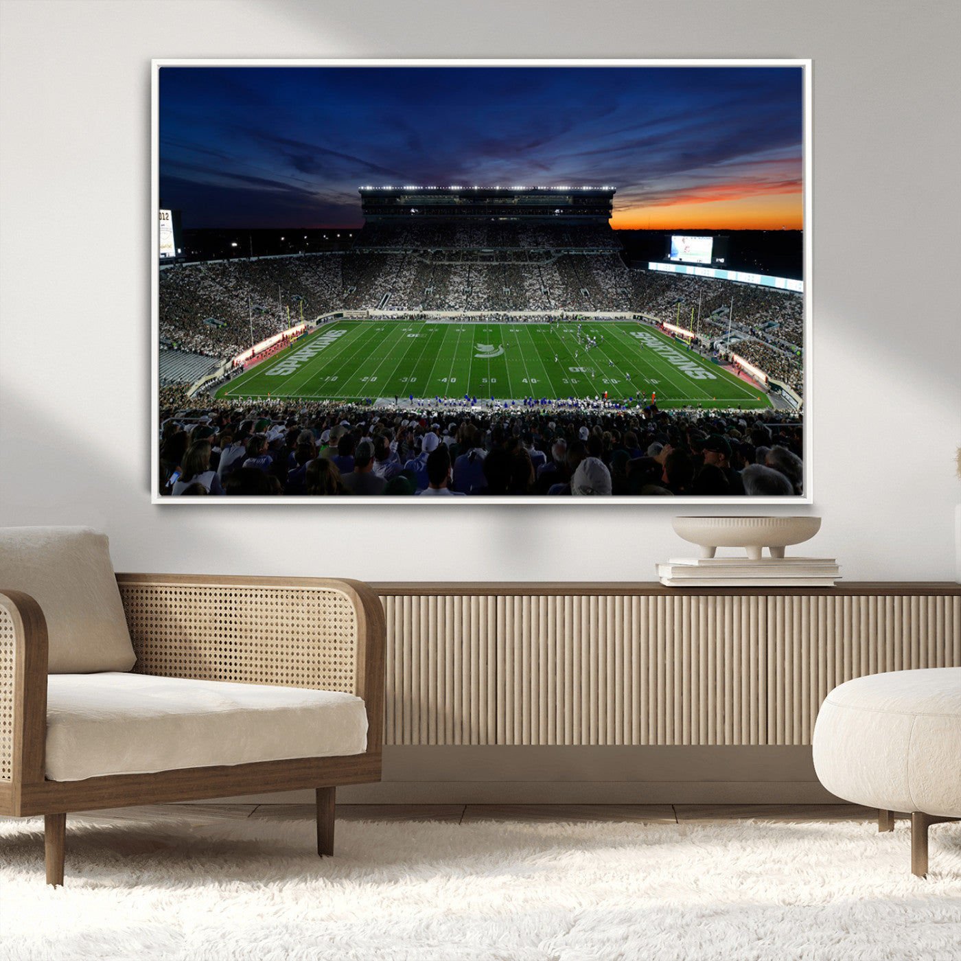 MGV-FC-36X24 - Michigan State Spartans Football Team Print - East Lansing Spartan Stadium Canvas Print