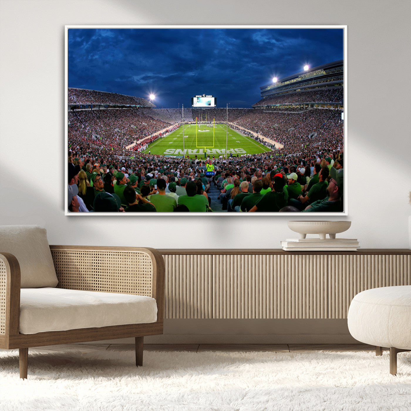 MGV-FC-36X24 - Michigan State Spartans Football Team Print - East Lansing Spartan Stadium Wall Art Canvas Print
