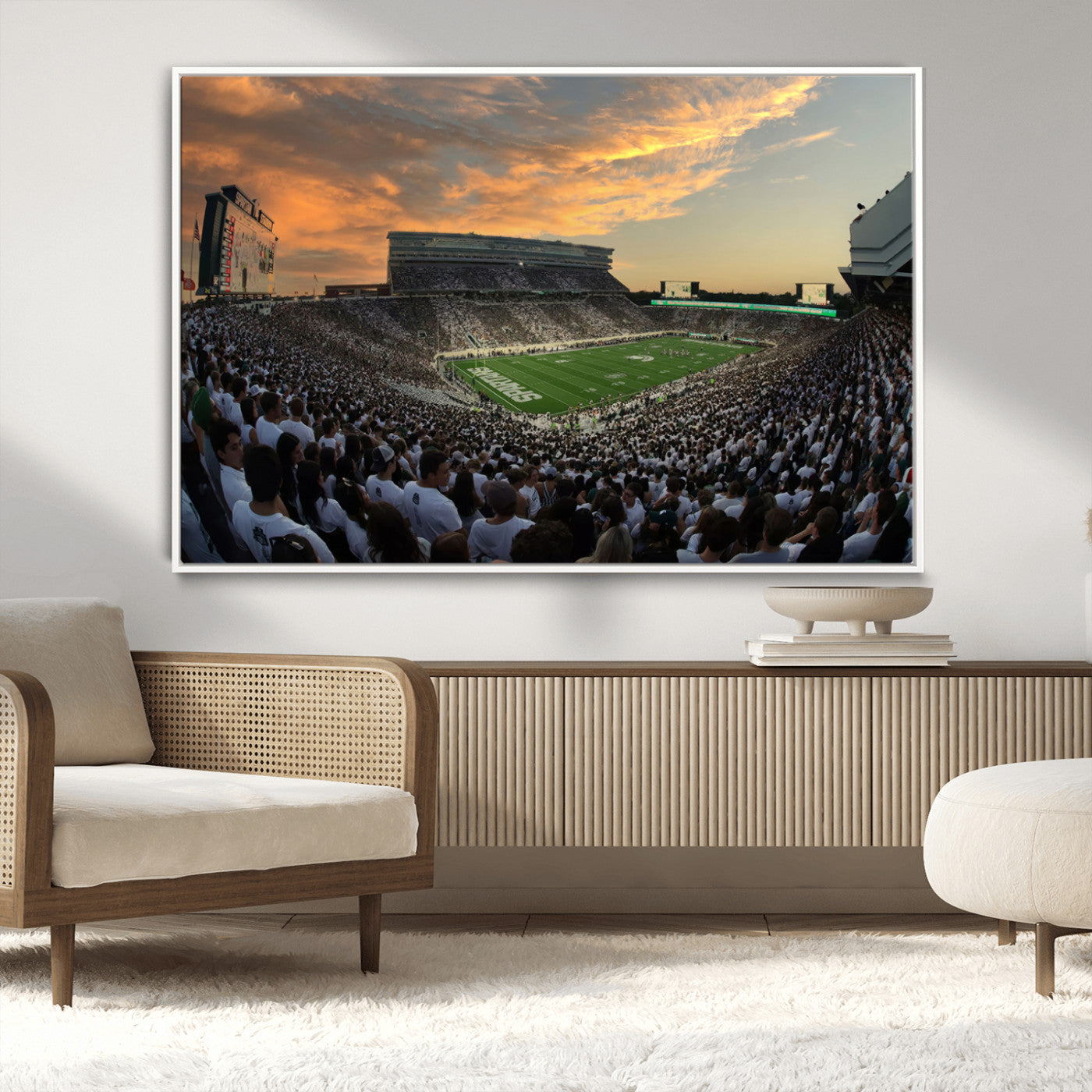 MGV-FC-36X24 - Michigan State Spartans Football Team Print - East Lansing Spartan Stadium Wall Art Canvas Print