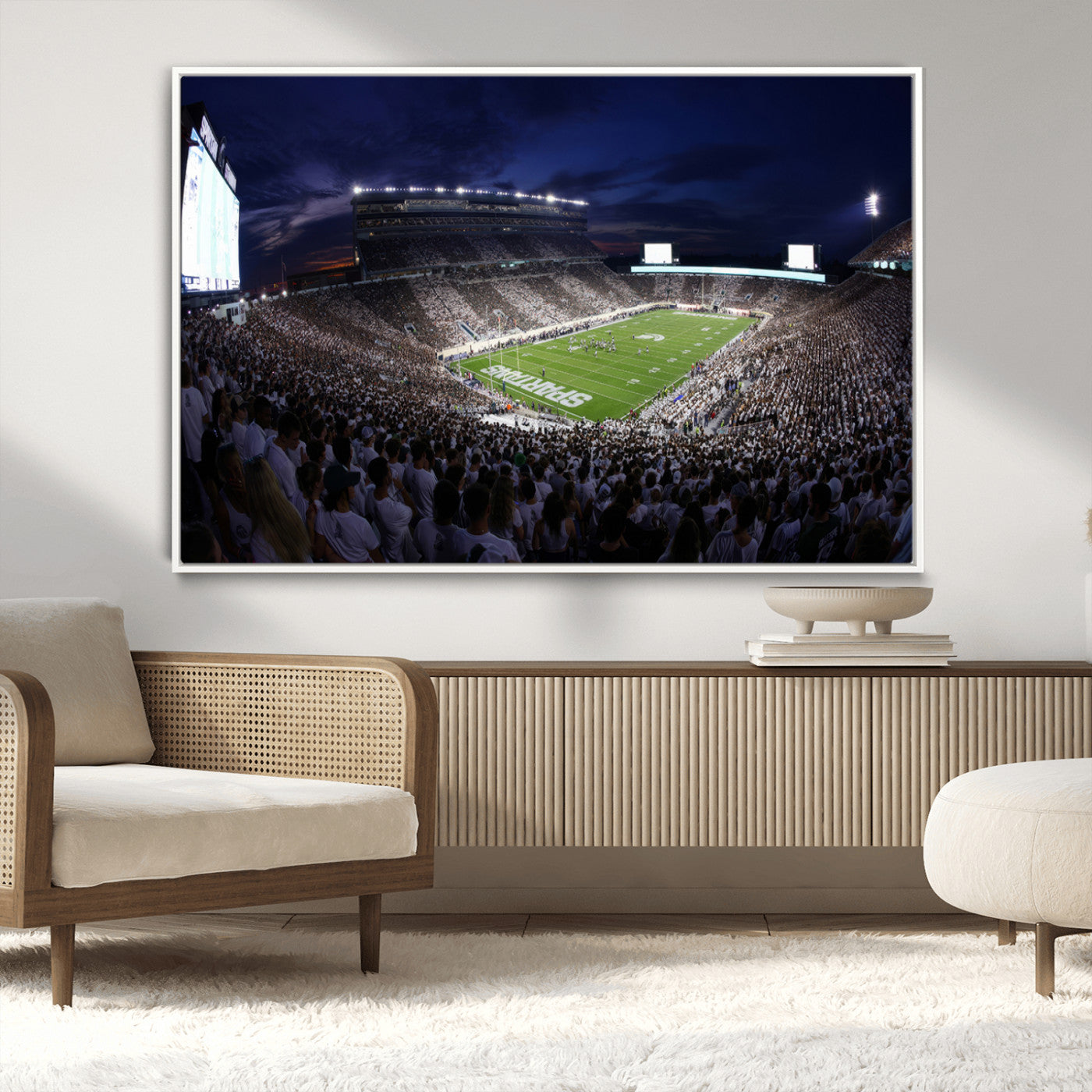 MGV-FC-36X24 - Michigan State Spartans Canvas, Framed Football Team Print - East Lansing Spartan Stadium Wall Art