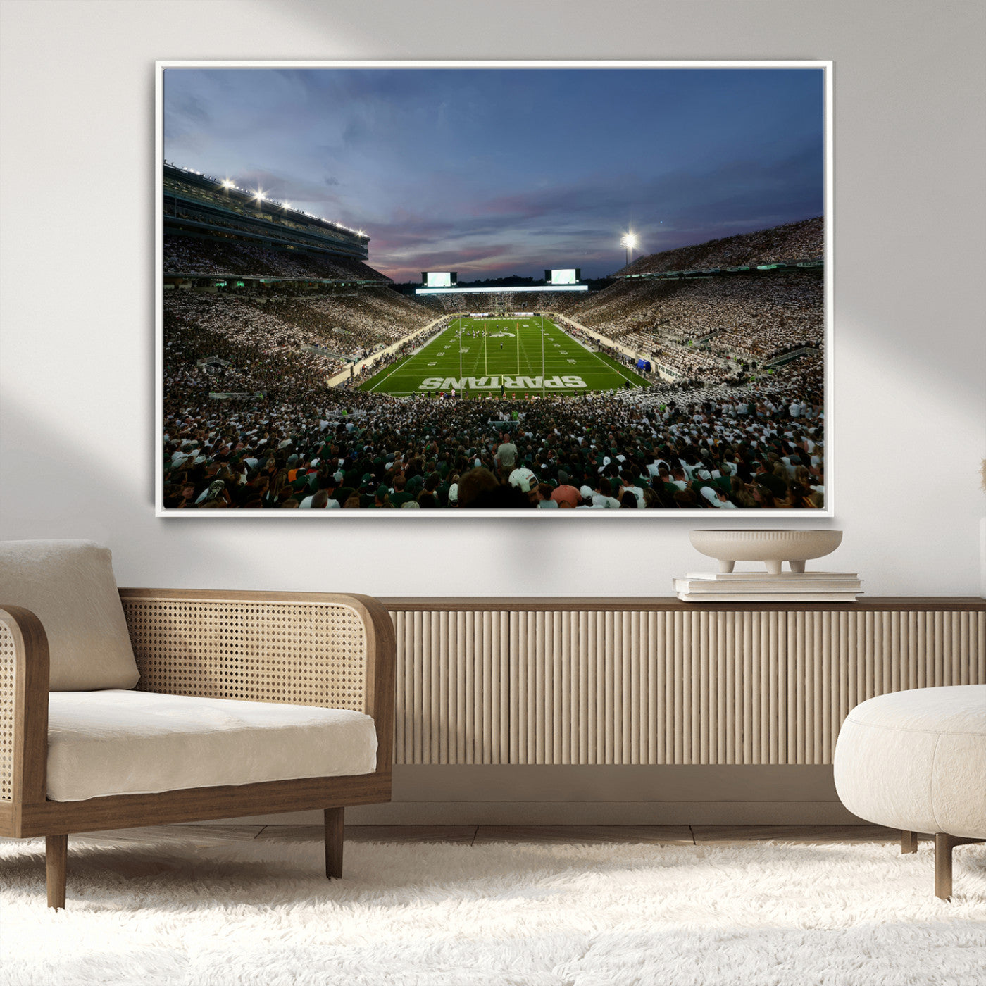 MGV-FC-36X24 - Michigan State Spartans Football Team Print - East Lansing Spartan Stadium Canvas Print