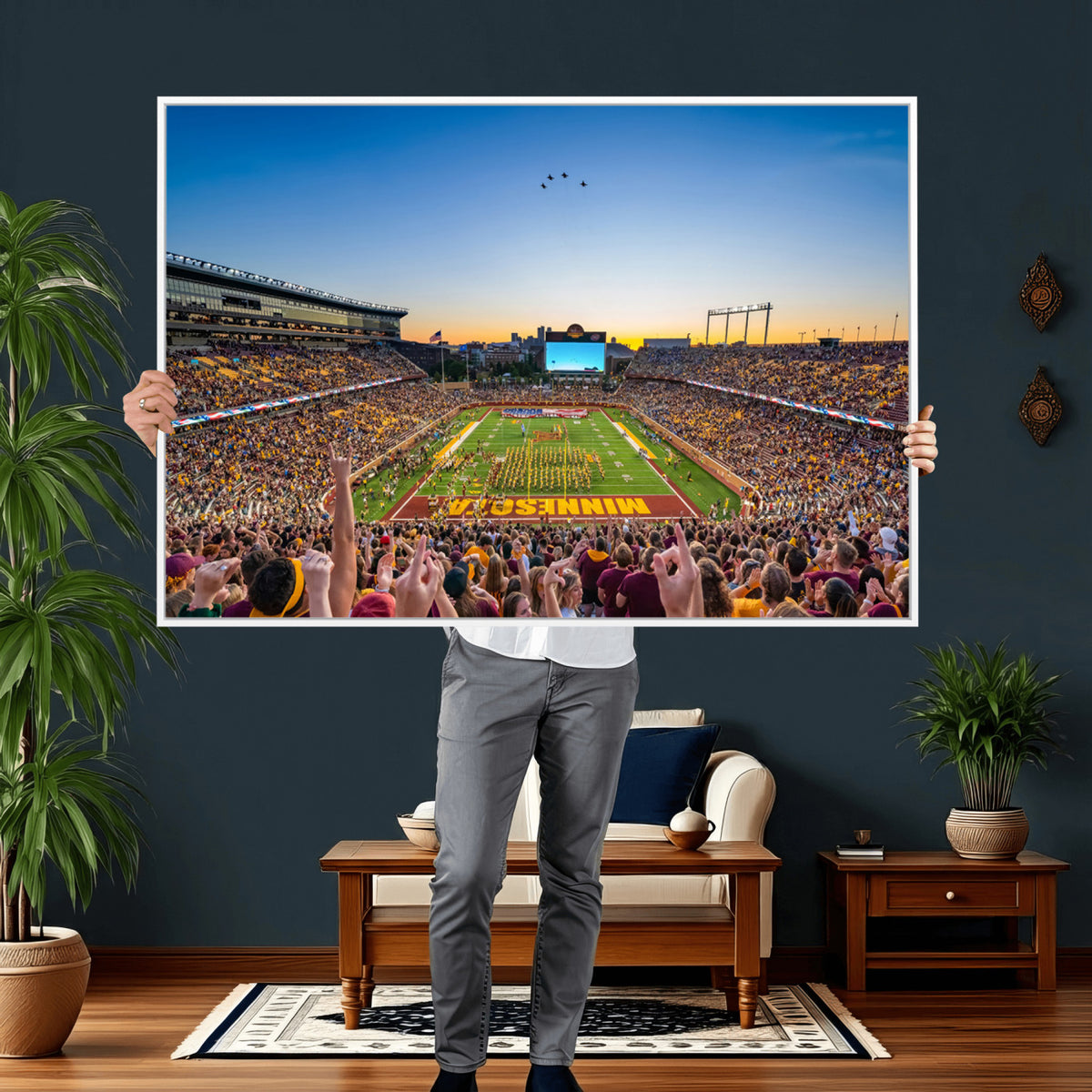 84421-MGV-CV-36X24 - University of Minnesota Golden Gophers Art Print, Football Team Print - Minneapolis Huntington Bank
