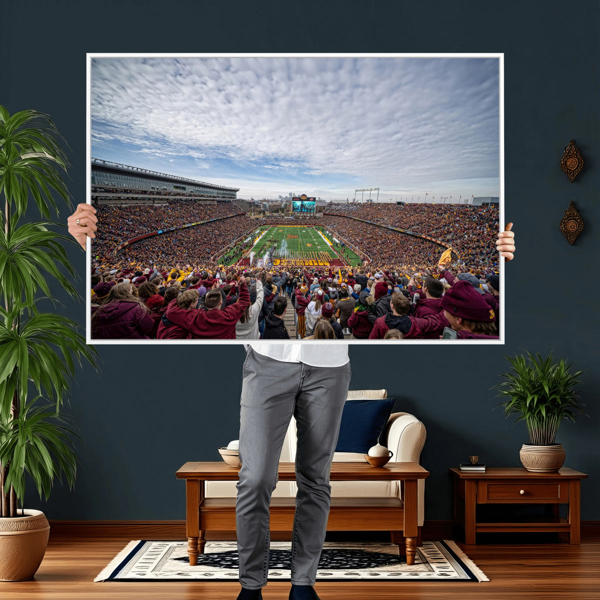 38459-PAN-FL-20X10 - University of Minnesota Golden Gophers Football Team Print - Minneapolis Huntington Bank Stadium Art