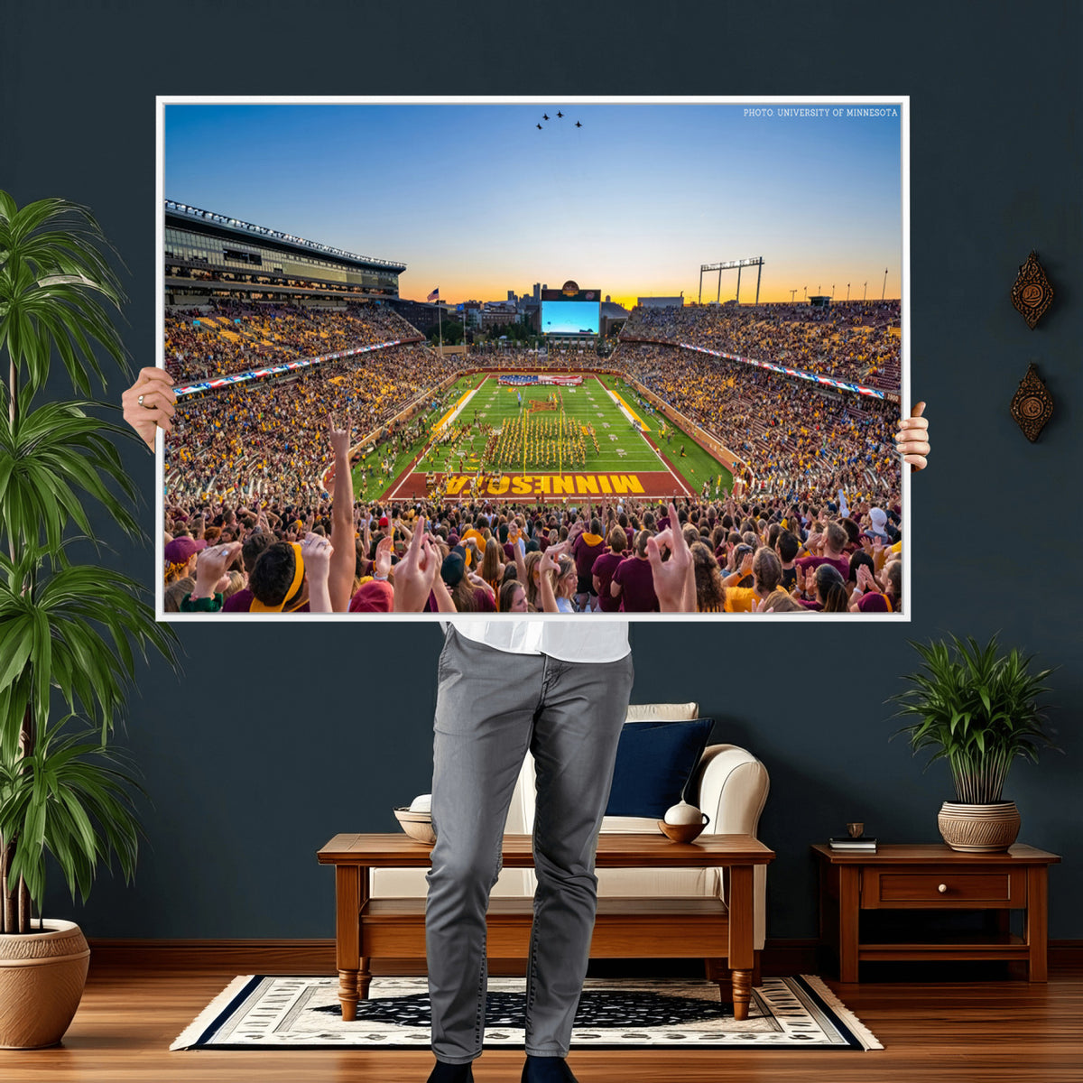 63452-PAN-FL-20X10 - University of Minnesota Golden Gophers Football Team Print - Minneapolis Huntington Bank Stadium