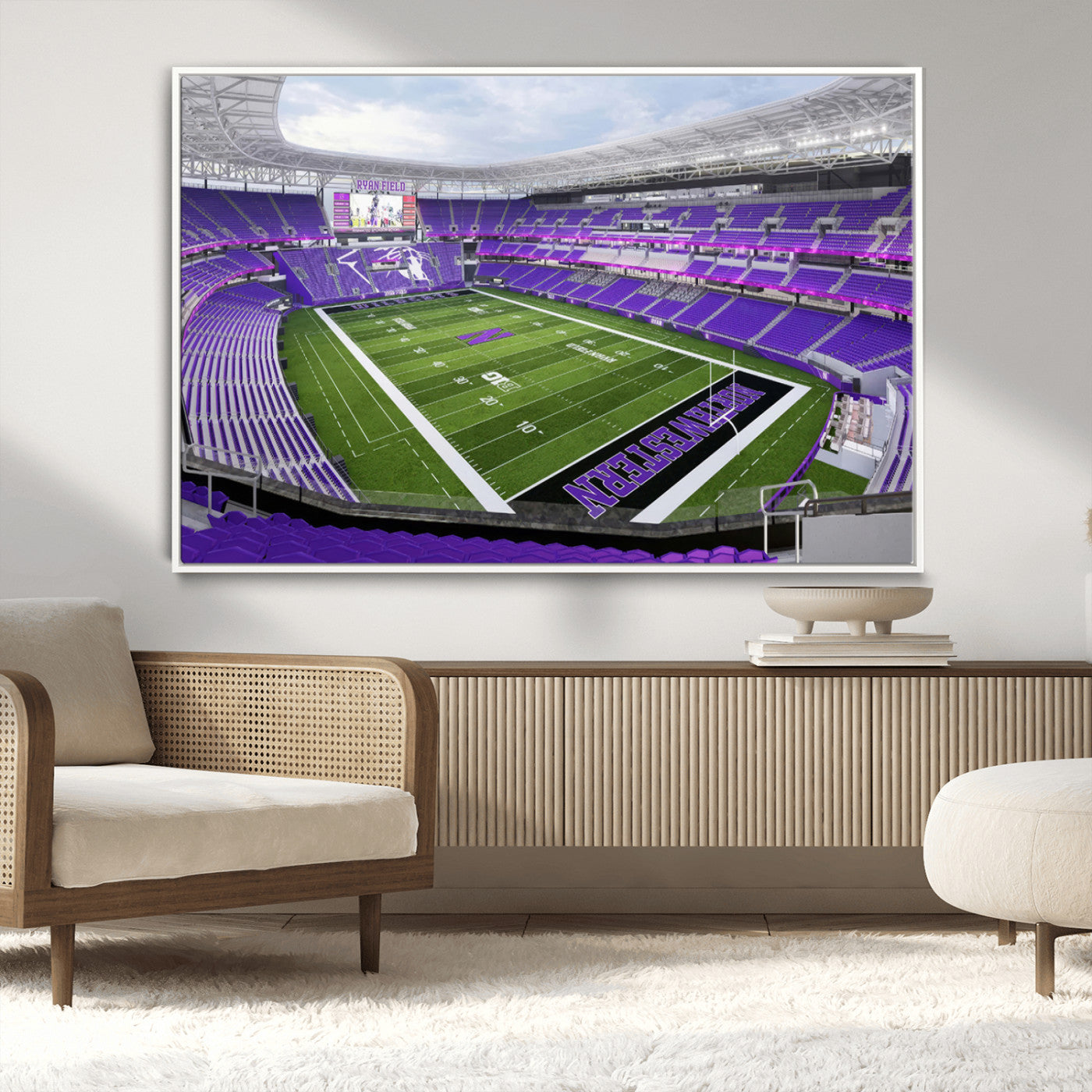 MGV-FC-36X24 - Northwestern University Wildcats Football Team Print - Evanston Ryan Field Wall Art Canvas Print