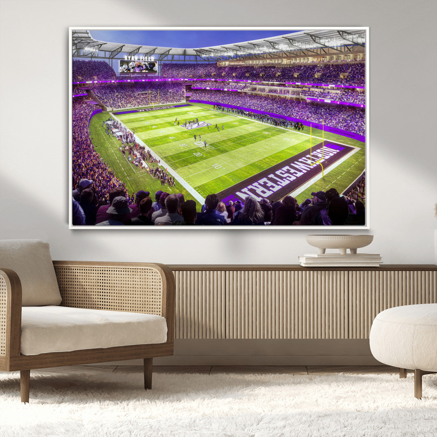 MGV-FC-36X24 - Northwestern University Wildcats Football Team Print - Evanston Ryan Field Wall Art Canvas Print