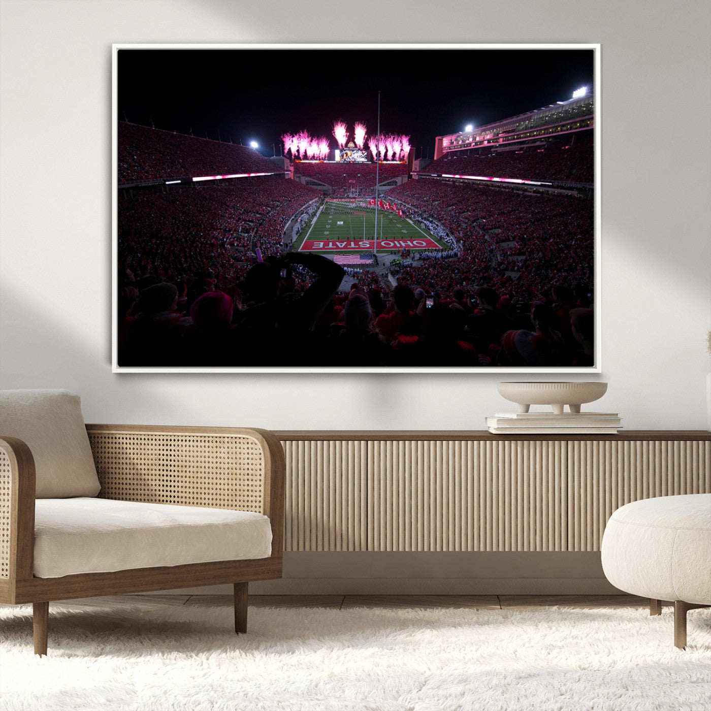 MGV-FC-36X24 - Ohio State University Buckeyes Football Team Print - Columbus Ohio Stadium Wall Art Canvas Print