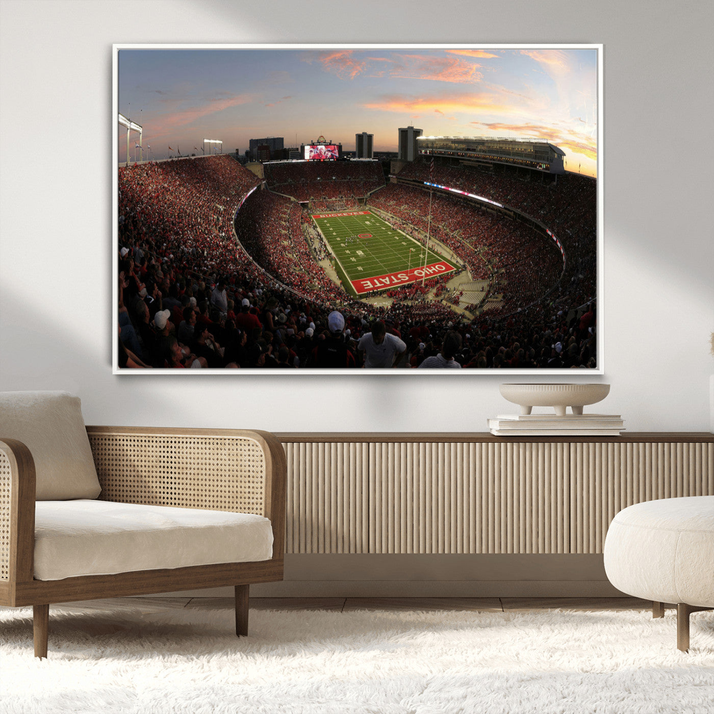 MGV-FC-36X24 - Ohio State University Buckeyes Football Team Print - Columbus Ohio Stadium Wall Art Canvas Print