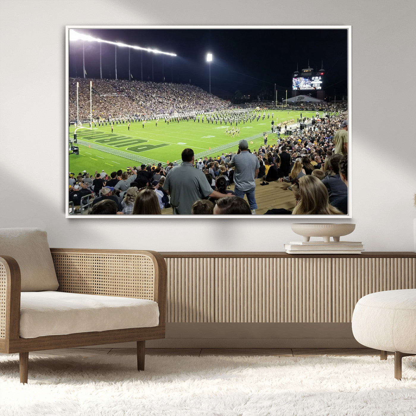 MGV-FC-36X24 - Purdue University Boilermakers Football Team Print - West Lafayette Ross-Ade Stadium Wall Art Canvas