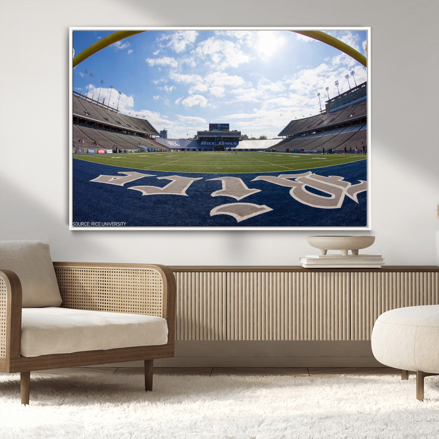 MGV-FC-36X24 - Rice University Owls Football Team Print - Houston Rice Stadium Wall Art Canvas Print