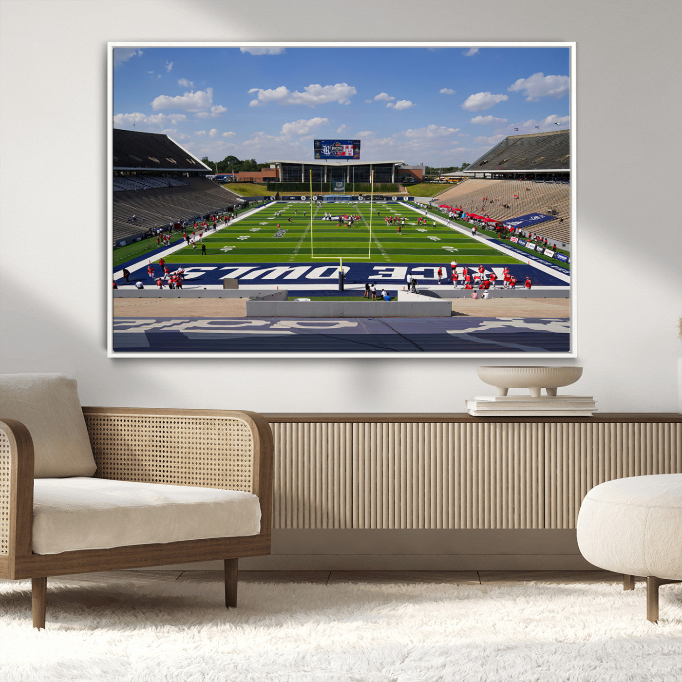 MGV-FC-36X24 - Rice University Owls Football Team Print - Houston Rice Stadium Wall Art Canvas Print
