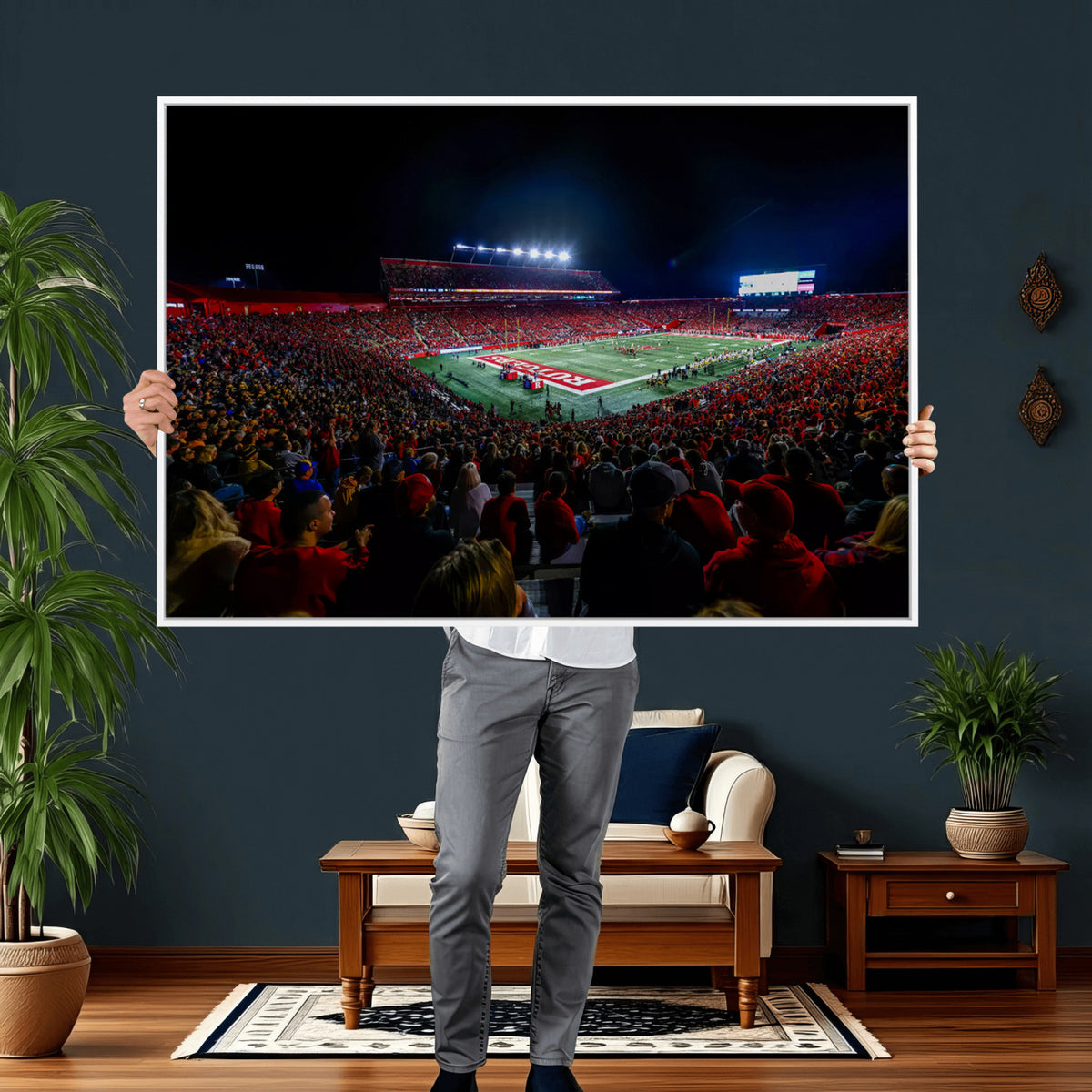 18115-PAN-FL-20X10 - Rutgers Scarlet Knights Football Team Print - SHI Stadium, Piscataway Wall Art Canvas Print