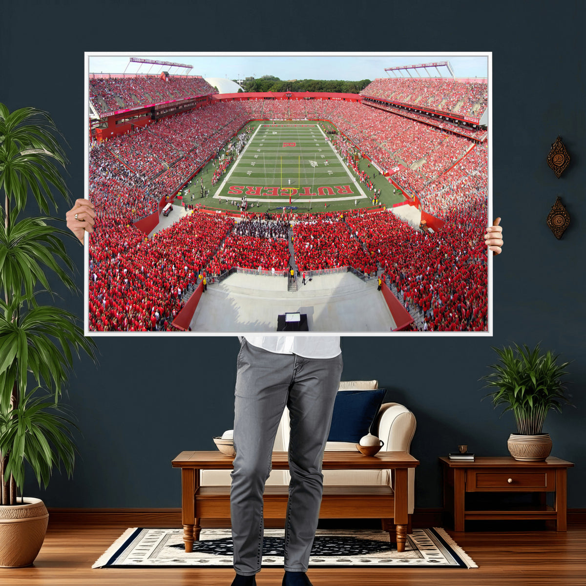 90818-PAN-FL-20X10 - Rutgers Scarlet Knights Football Team Print - Piscataway SHI Stadium Wall Art Canvas Print