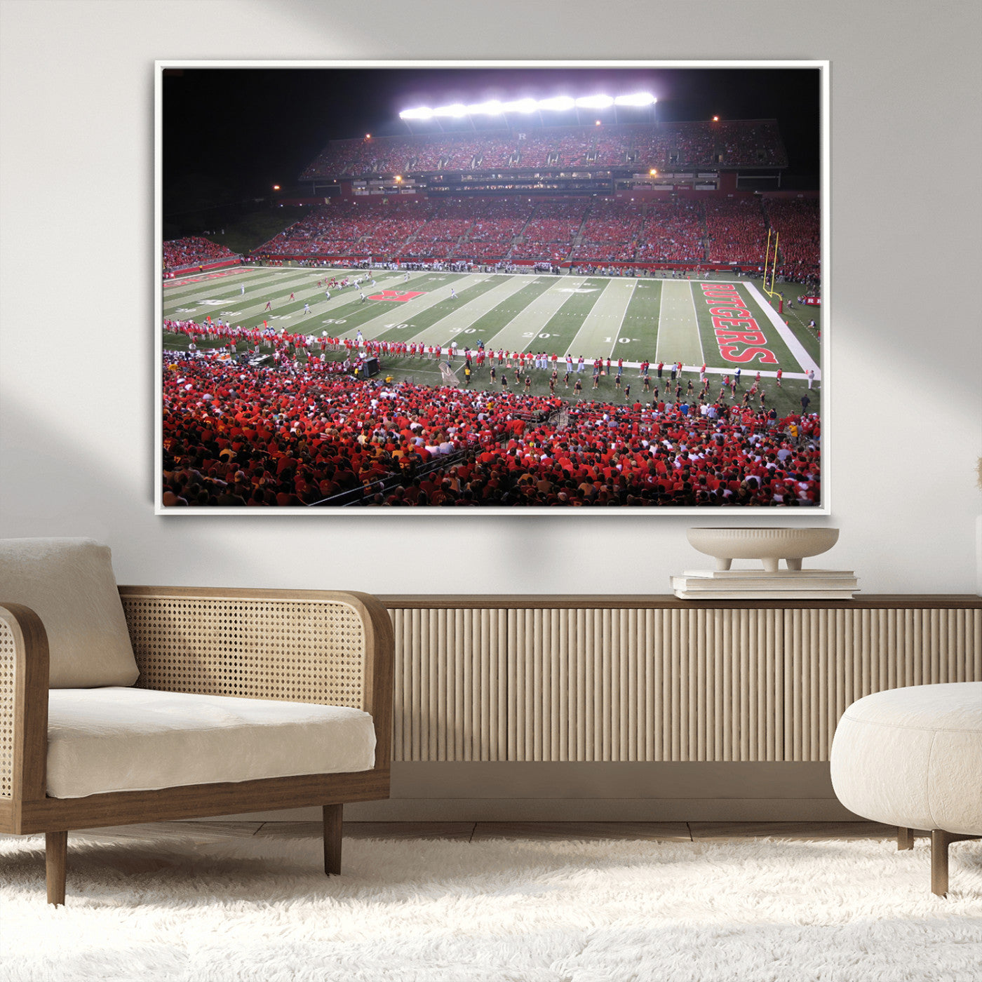 MGV-FC-36X24 - Rutgers University Scarlet Knights Football Team Print - Piscataway SHI Stadium Wall Art Canvas
