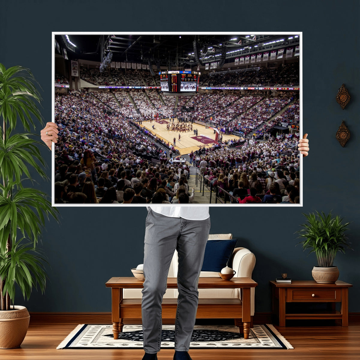 76876-MGV-CV-36X24 - University of Nebraska Cornhuskers Basketball Team Print - Lincoln Red Arena Wall Art Canvas Print