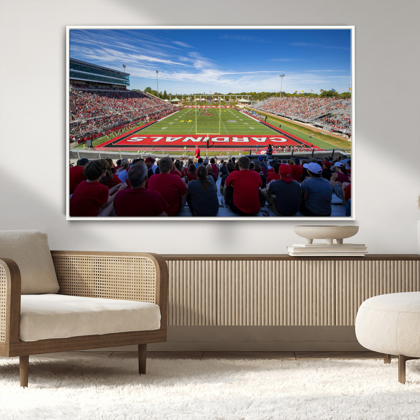 MGV-FC-36X24 - Ball State Cardinals Football Team Print - Muncie Scheumann Stadium Wall Art Canvas Print