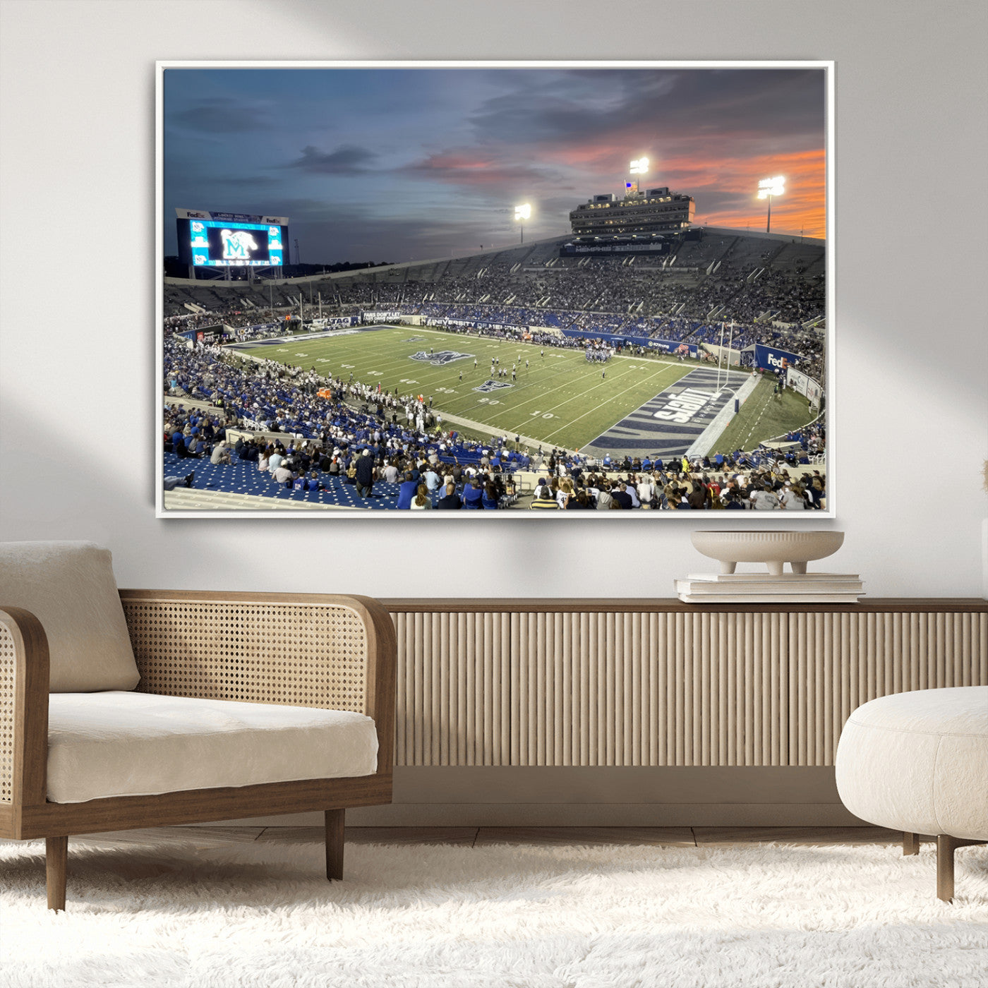 MGV-FC-36X24 - Memphis Tigers Football Team Print - Memphis Simmons Bank Liberty Stadium Wall Art Canvas Print