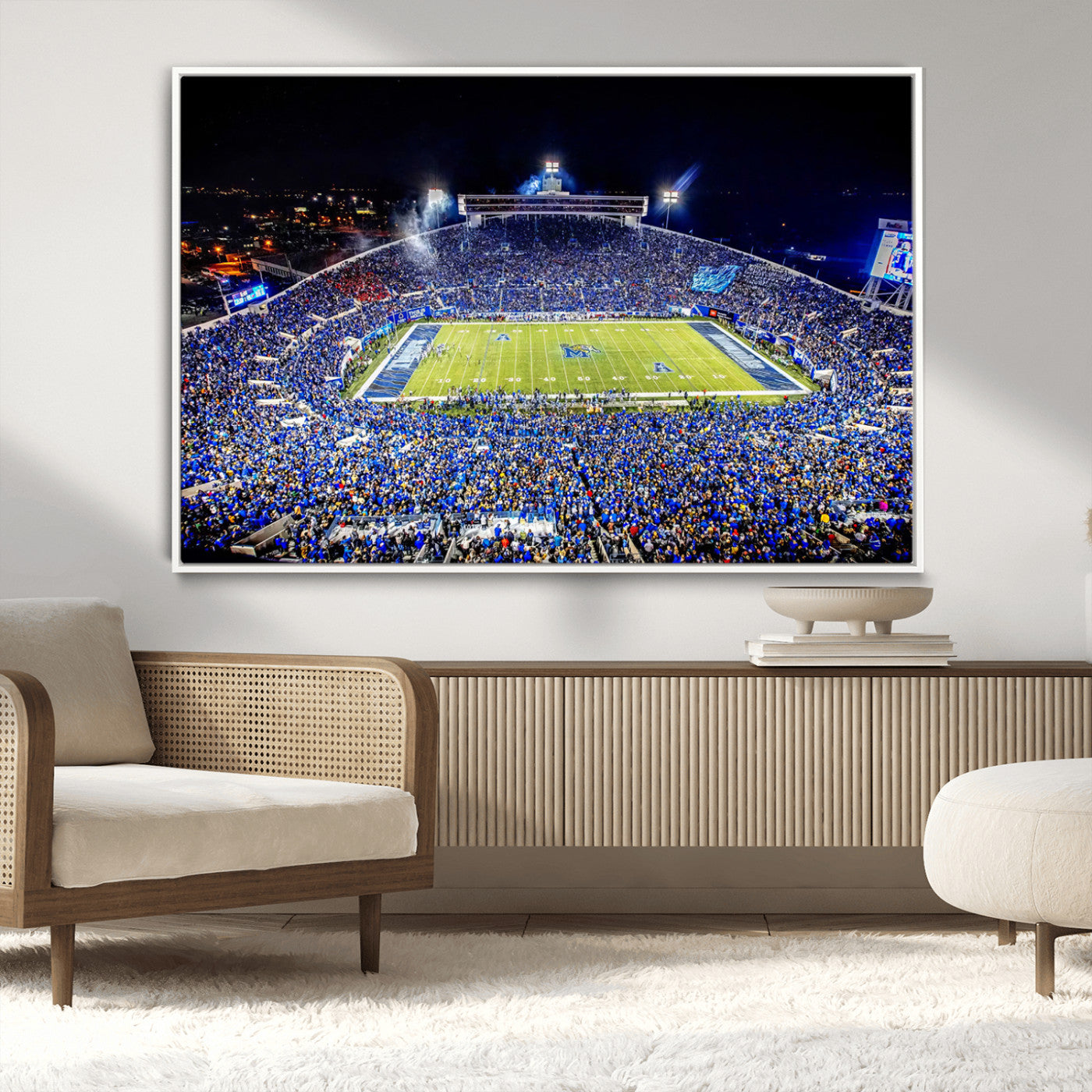 MGV-FC-36X24 - University of Memphis Tigers Football Team Print - Memphis Simmons Bank Liberty Stadium Wall Art