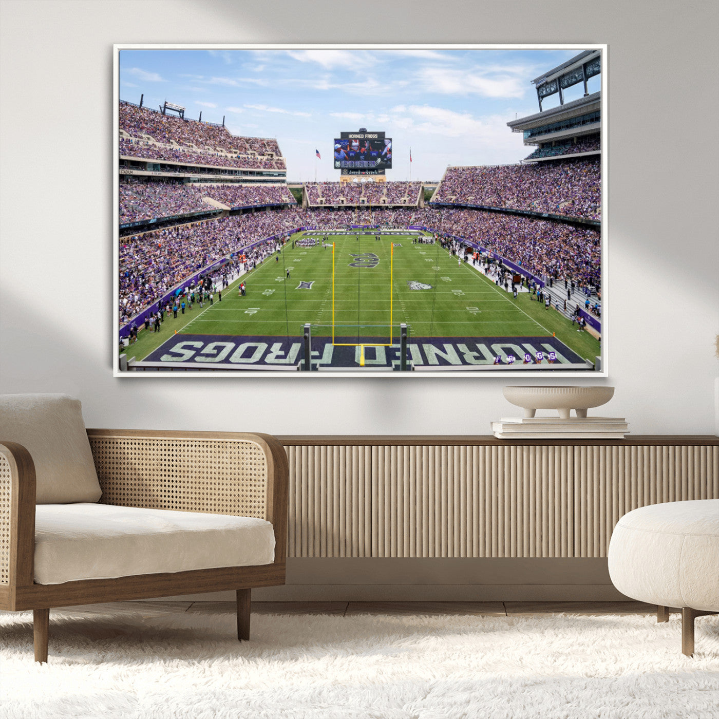 MGV-FC-36X24 - TCU Horned Frogs Football Team Print - Fort Worth Amon G. Carter Stadium Wall Art Canvas Print