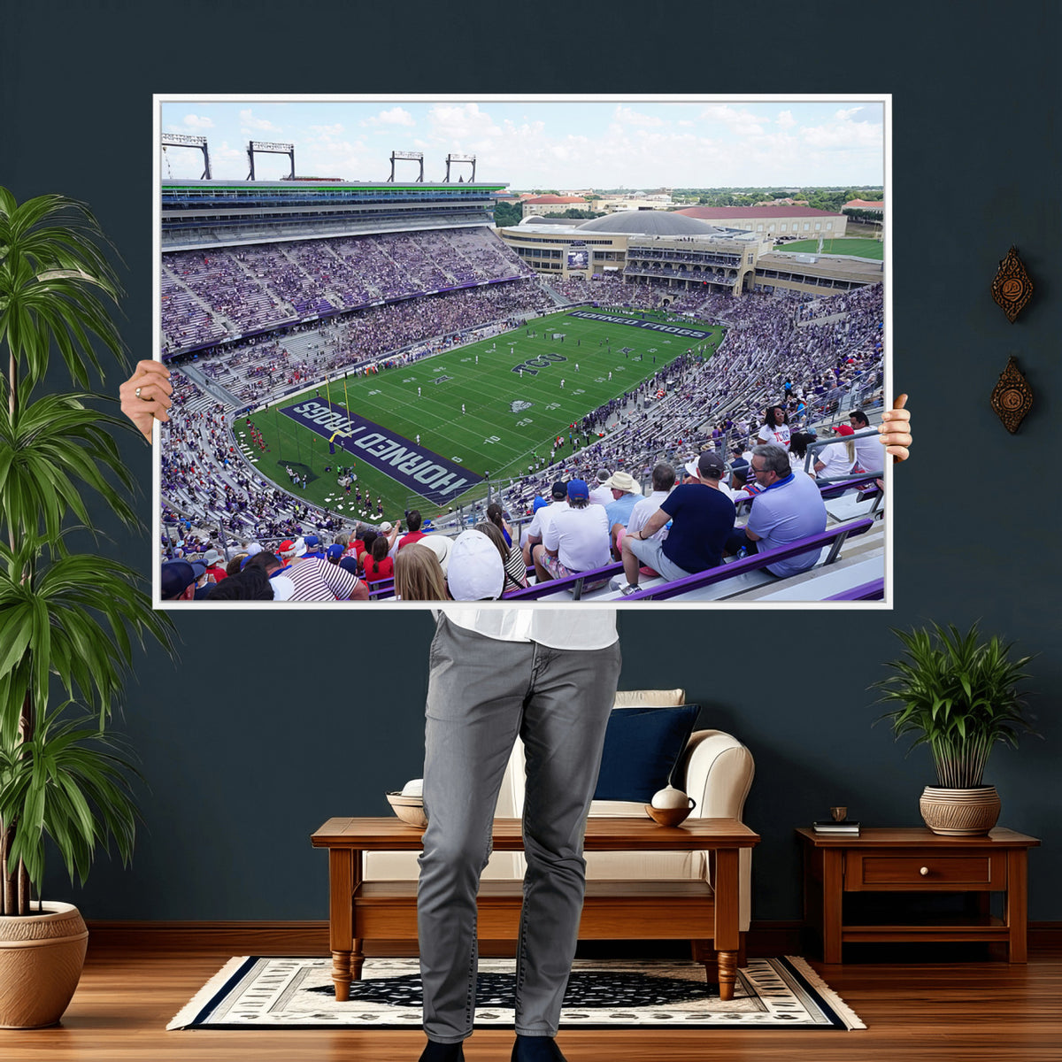 95139-MGV-CV-36X24 - The Texas Christian University TCU Horned Frogs Football Team Print, Fort Worth