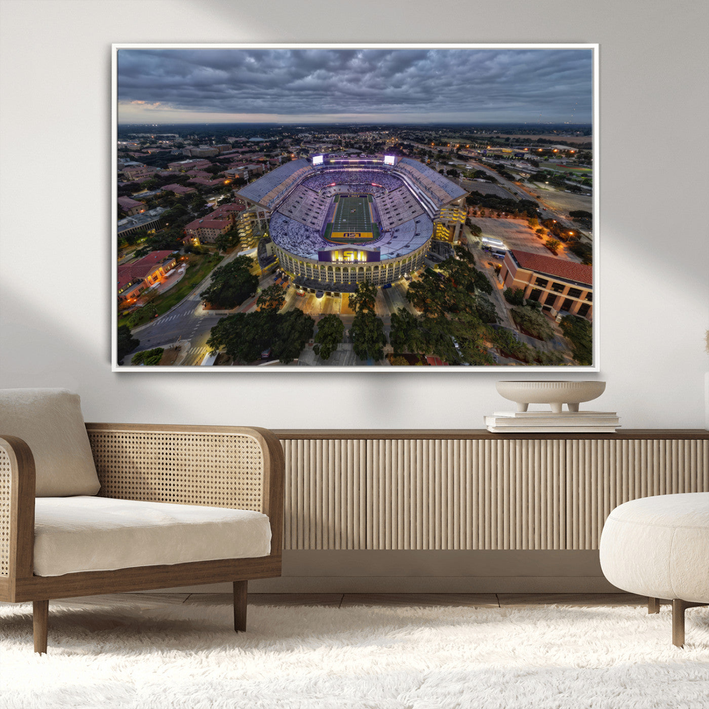 MGV-FC-36X24 - The Louisiana State University Tigers Football Team Print - Baton Rouge Tiger Stadium Wall Art