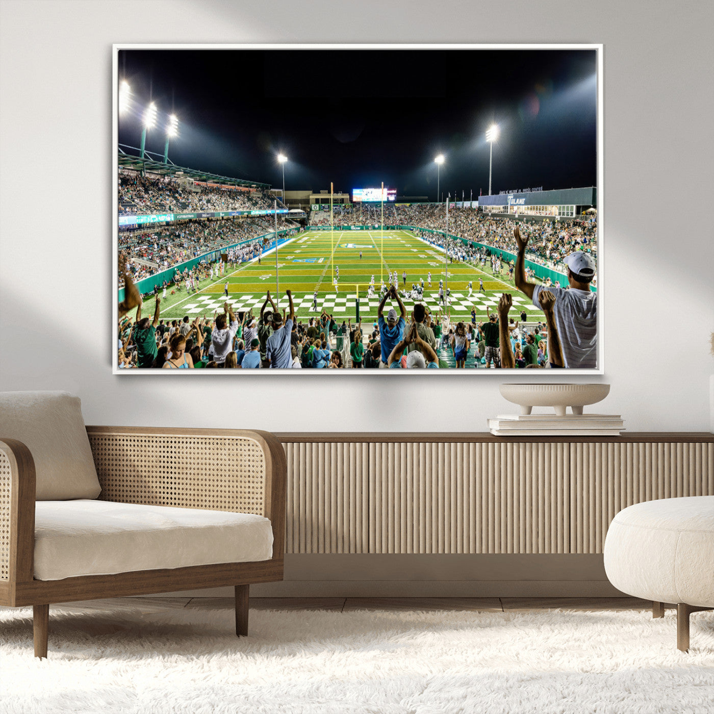 MGV-FC-36X24 - The Tulane University Green Wave Football Team Print - New Orleans Yulman Stadium Wall Art Canvas