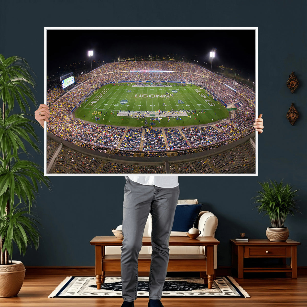 52855-MGV-CV-36X24 - The University of Connecticut UCONN Huskies Football Team Print, East Hartford