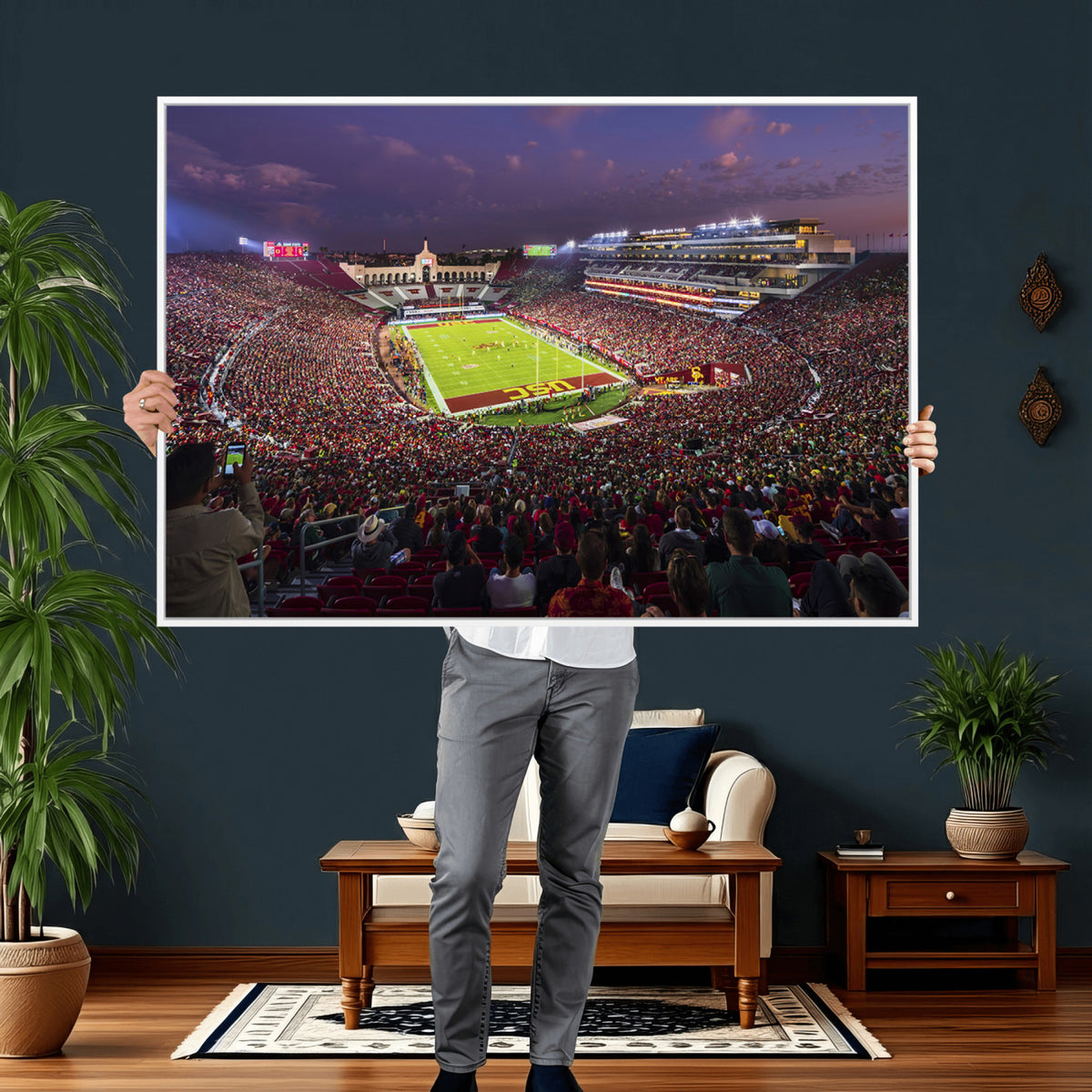 73373-MGV-CV-36X24 - The University of Southern California USC Trojans Football Team Print, Extra Large Game Room Wall Decor