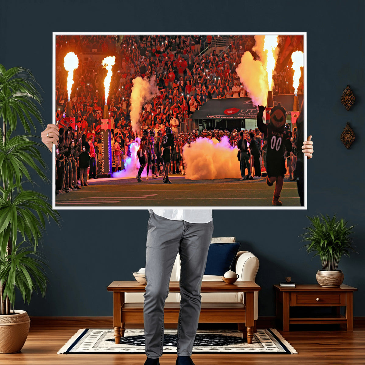 98664-MGV-CV-36X24 - The University of Texas at San Antonio Roadrunners Football Team Print, Extra Large Game Room Wall Decor