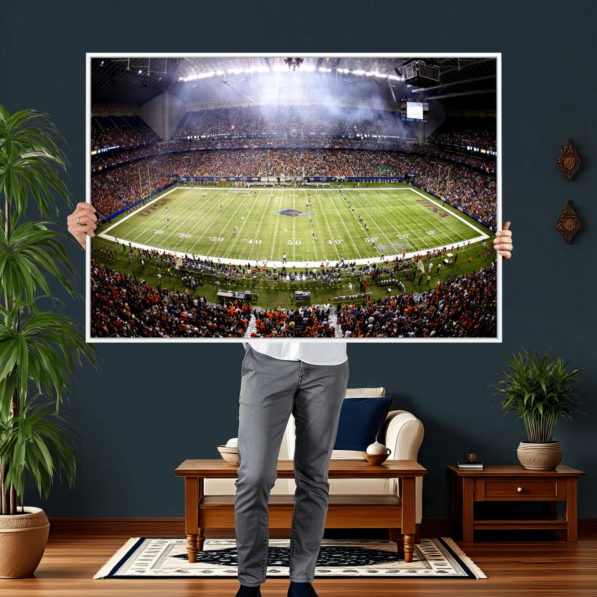 46972-MGV-CV-36X24 - The University of Texas at San Antonio Roadrunners Football Team Print, Framed and Ready to Hang