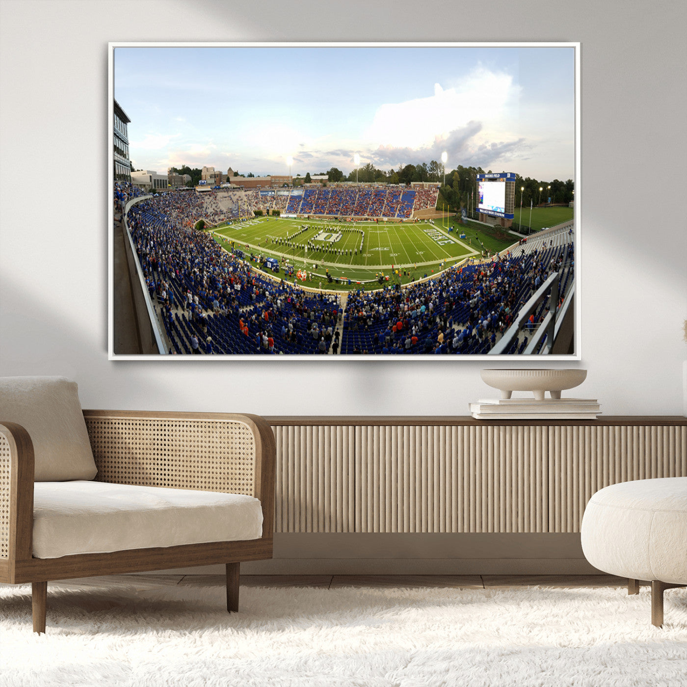 MGV-FC-36X24 - The Duke University Blue Devils Football Team Print - Durham Wallace Wade Stadium Wall Art Canvas