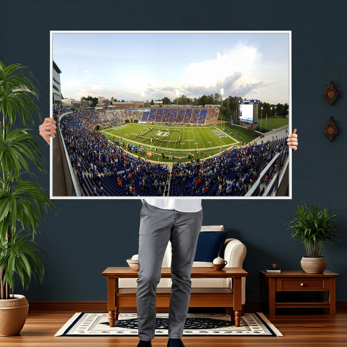 44850-MGV-CV-36X24 - The Duke University Blue Devils Football Team Print, Durham