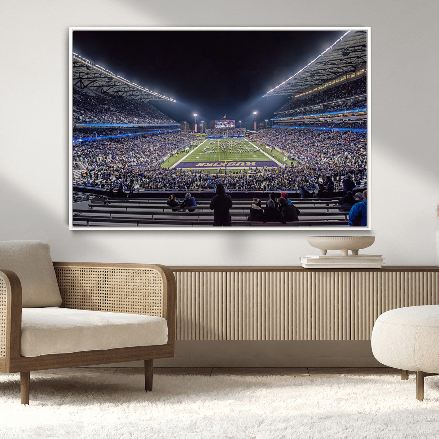 MGV-FC-36X24 - The University of Washington Huskies Football Team Print - Seattle Husky Stadium Wall Art Canvas