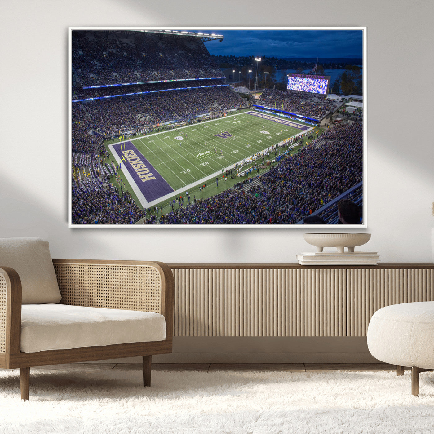 MGV-FC-36X24 - The University of Washington Huskies Football Team Print - Seattle Husky Stadium Wall Art Canvas