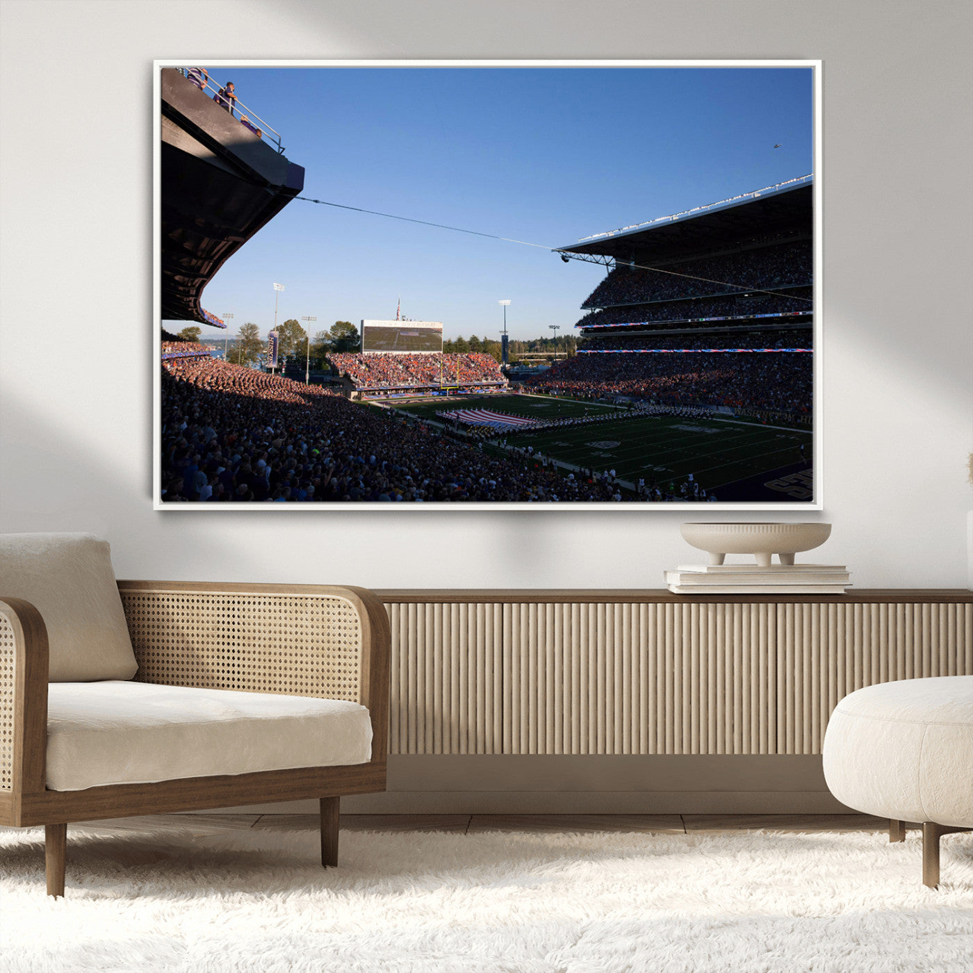 MGV-FC-36X24 - The University of Washington Huskies Football Team Print - Seattle Husky Stadium Wall Art Canvas