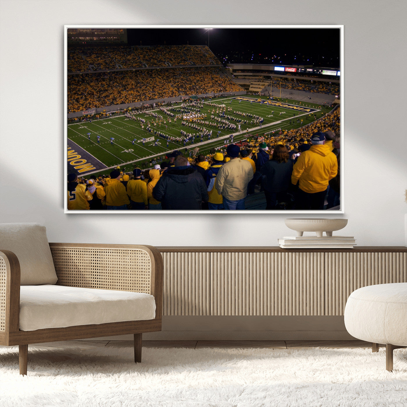 MGV-FC-36X24 - West Virginia Uni Mountaineers Football Team Print - Milan Puskar Stadium Canvas Print Wall Art,