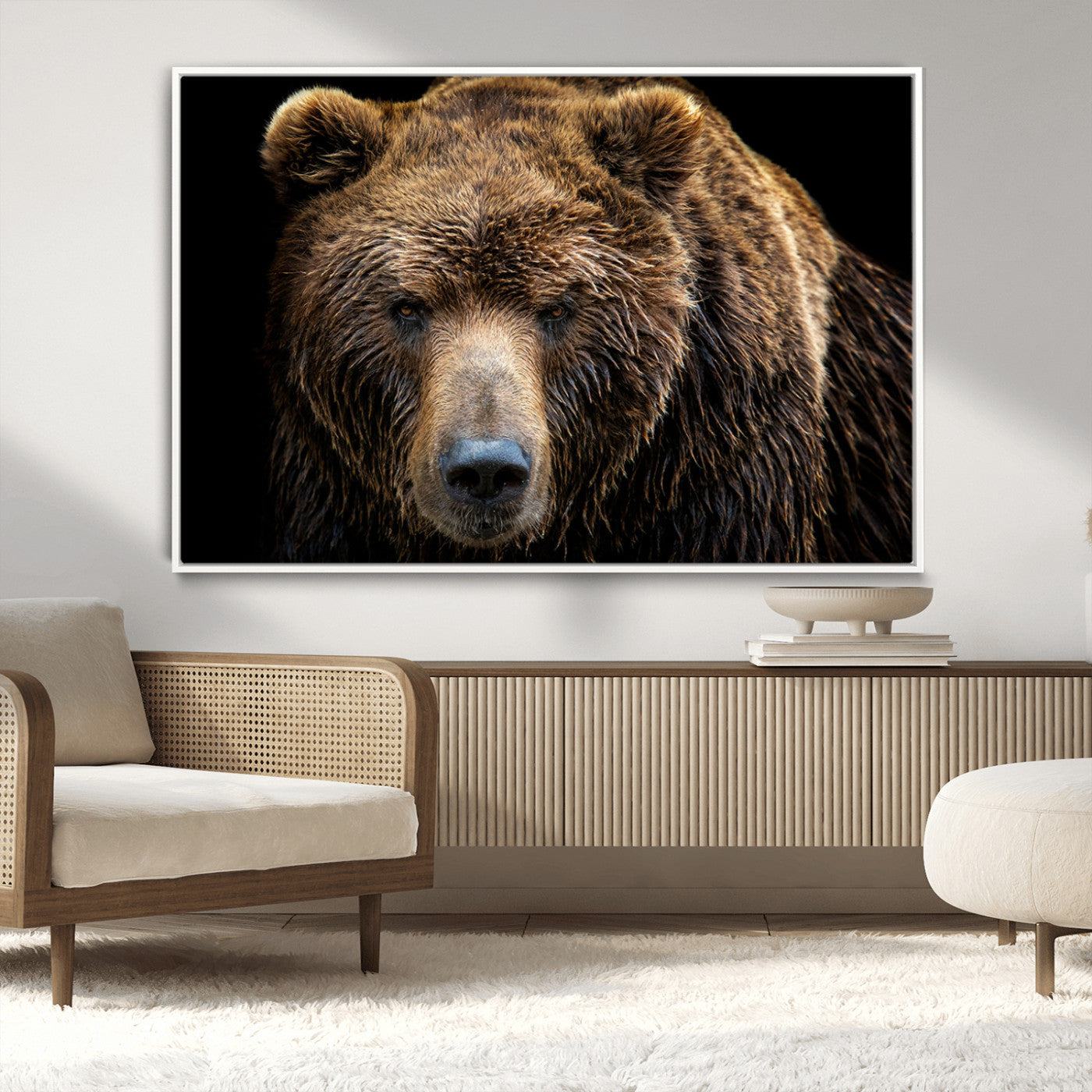 MGV-FC-36X24 - Grizzly Brown Bear Canvas Wall Art, Wildlife Animal Canvas Artwork Bear Print, Bear Wall Art Print,