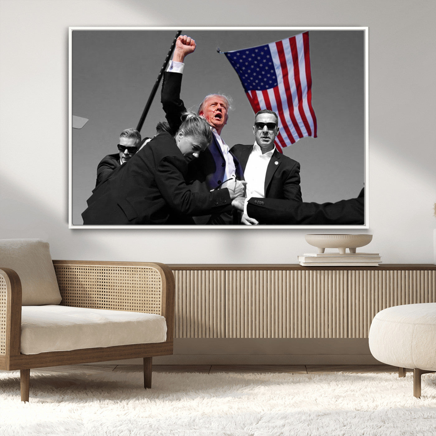 MGV-FC-36X24 - Donald Trump Assassination Attempt Wall Art Print, Trump Historic Footage - Iconic Reaction by Trump