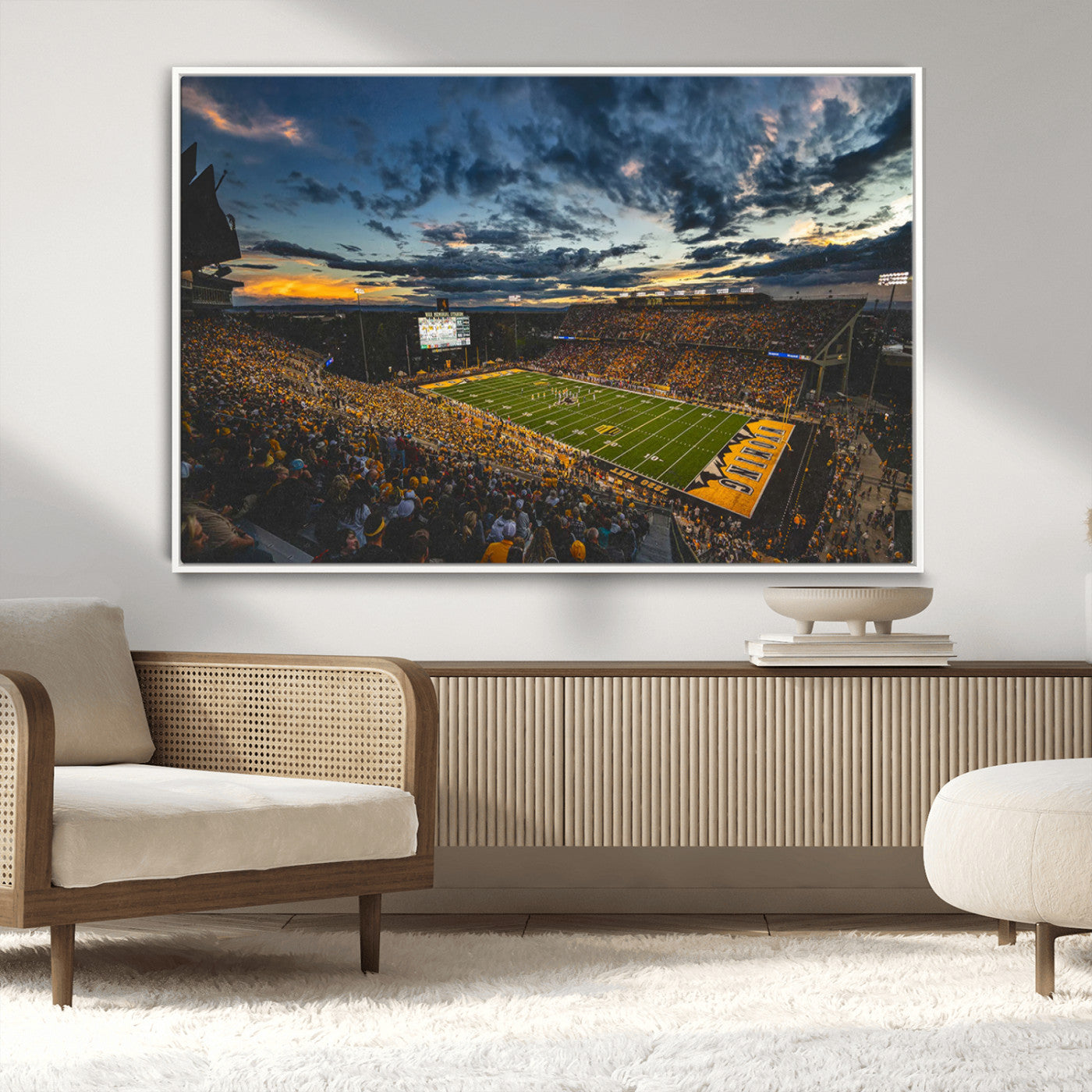 MGV-FC-36X24 - University of Wyoming Cowboys Football Team Print - Laramie War Memorial Stadium Wall Art Canvas