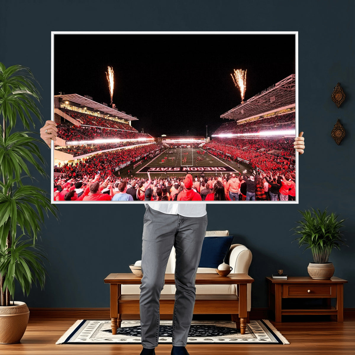 52633-MGV-CV-36X24 - Oregon State Beavers Football Team Print, Corvallis Reser, Framed and Ready to Hang