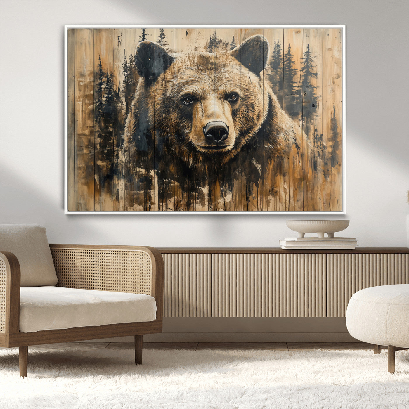 MGV-FC-36X24 - Majestic Grizzly 399 Bear Wall Art | 3-Panel Rustic Canvas Print for Living Room, Office, or Cabin