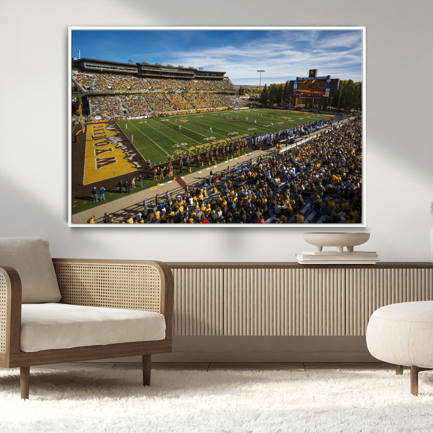 MGV-FC-36X24 - University of Wyoming Cowboys Football Team Print - Laramie Jonah Field War Memorial Stadium Wall