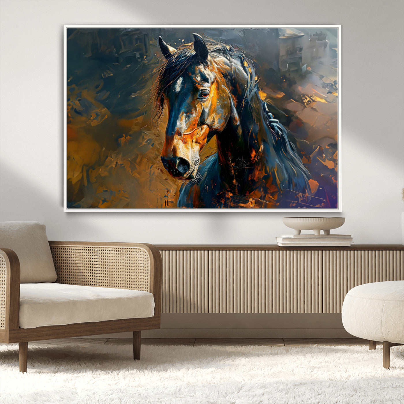 MGV-FC-36X24 - Abstract Horse Wall Art Canvas Print | Farmhouse Wall Decor | Western Cabin Art | Rustic Horse Decor