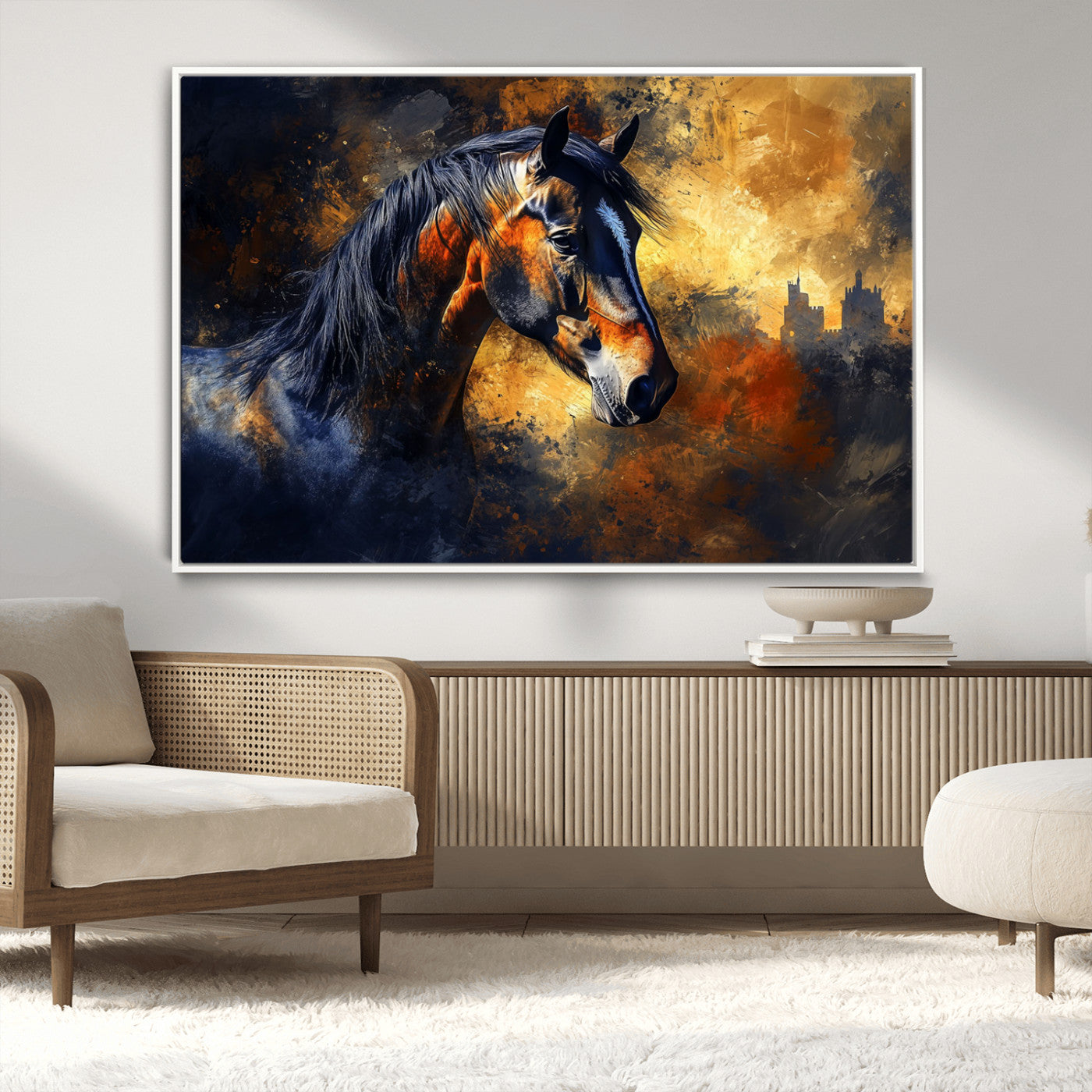 MGV-FC-36X24 - Abstract Horse Art Print - Abstract Canvas Wall Art | Perfect for Rustic Farmhouse, Modern, or