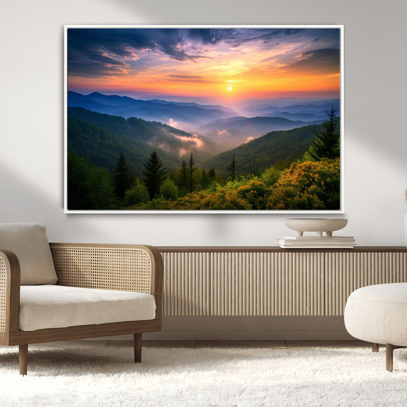 MGV-FC-36X24 - Majestic Mountain Sunrise Print | Landscape Wall Art | Canvas Print Ready to Hang | Farmhouse Wall