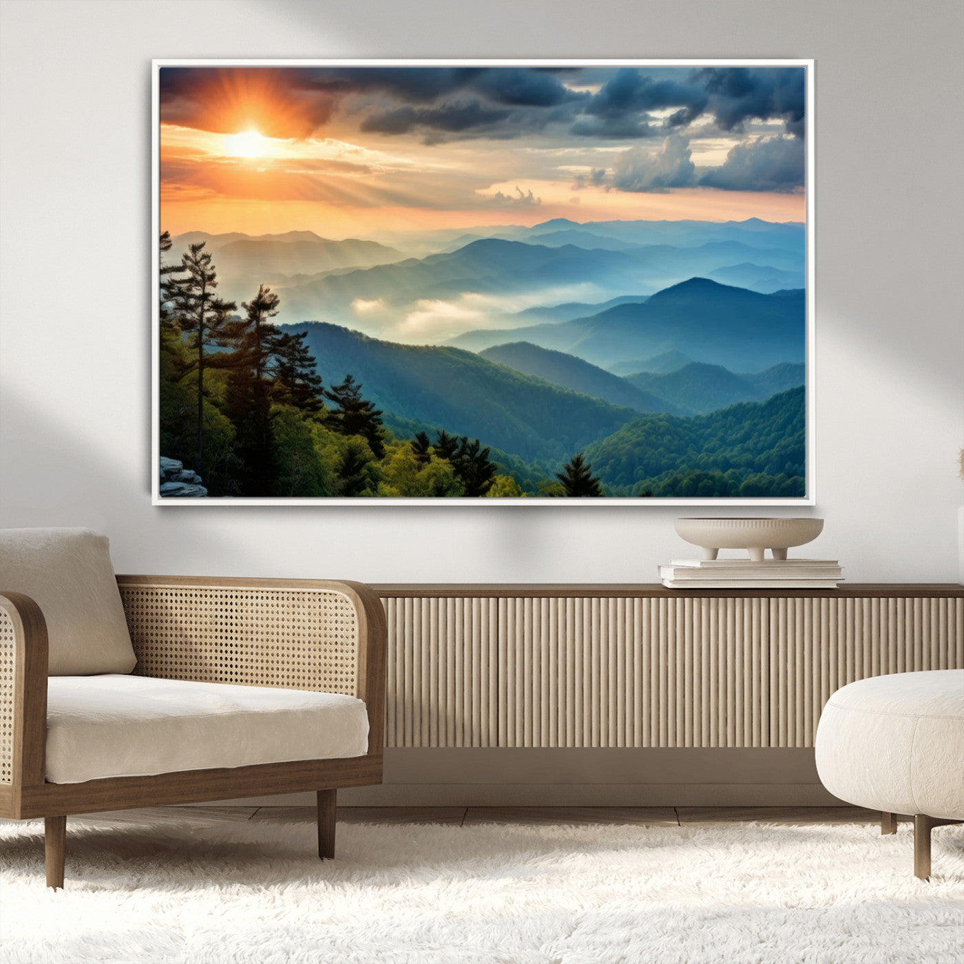 MGV-FC-36X24 - Sunrise Over Mountain Range Wall Art Canvas Print, Farmhouse Wall Decor, Cabin Wall Art