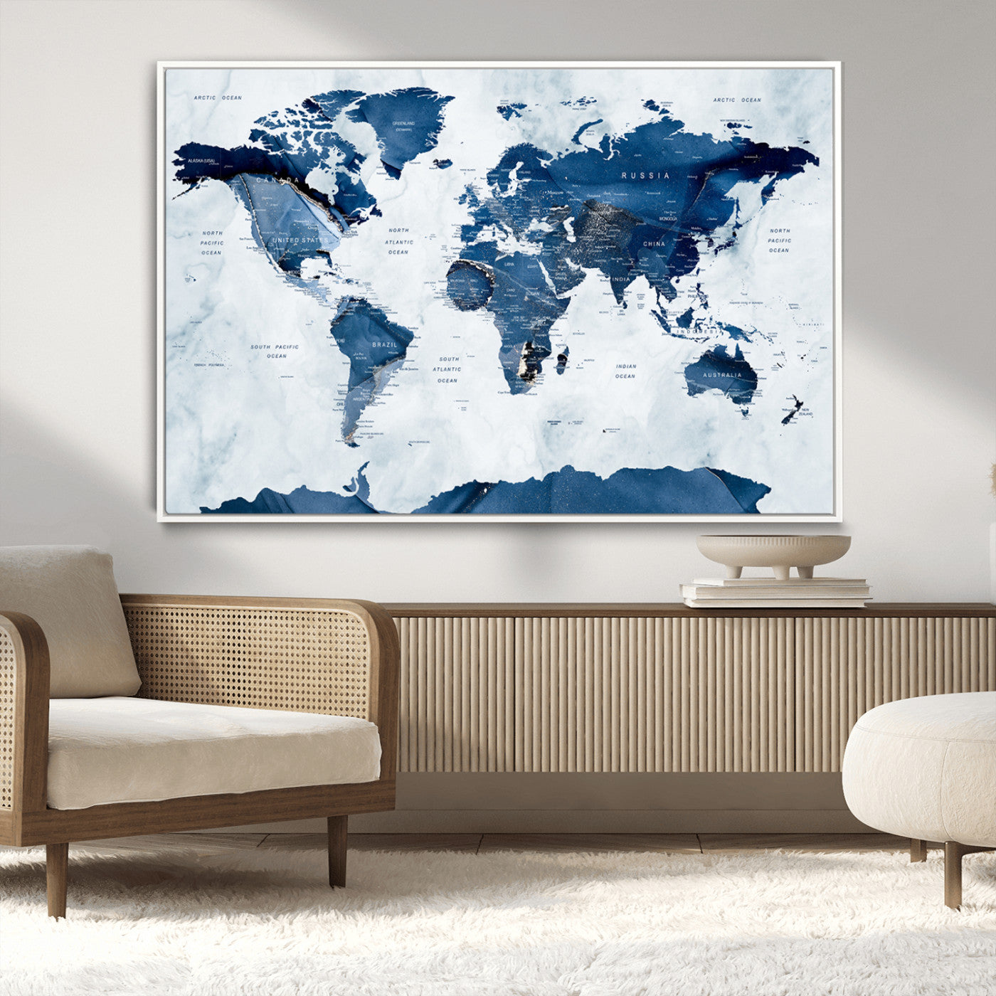 MGV-FC-36X24 - Push Pin World Map Canvas Print – Framed Wall Art for Couples to Track Their Travels – Anniversary