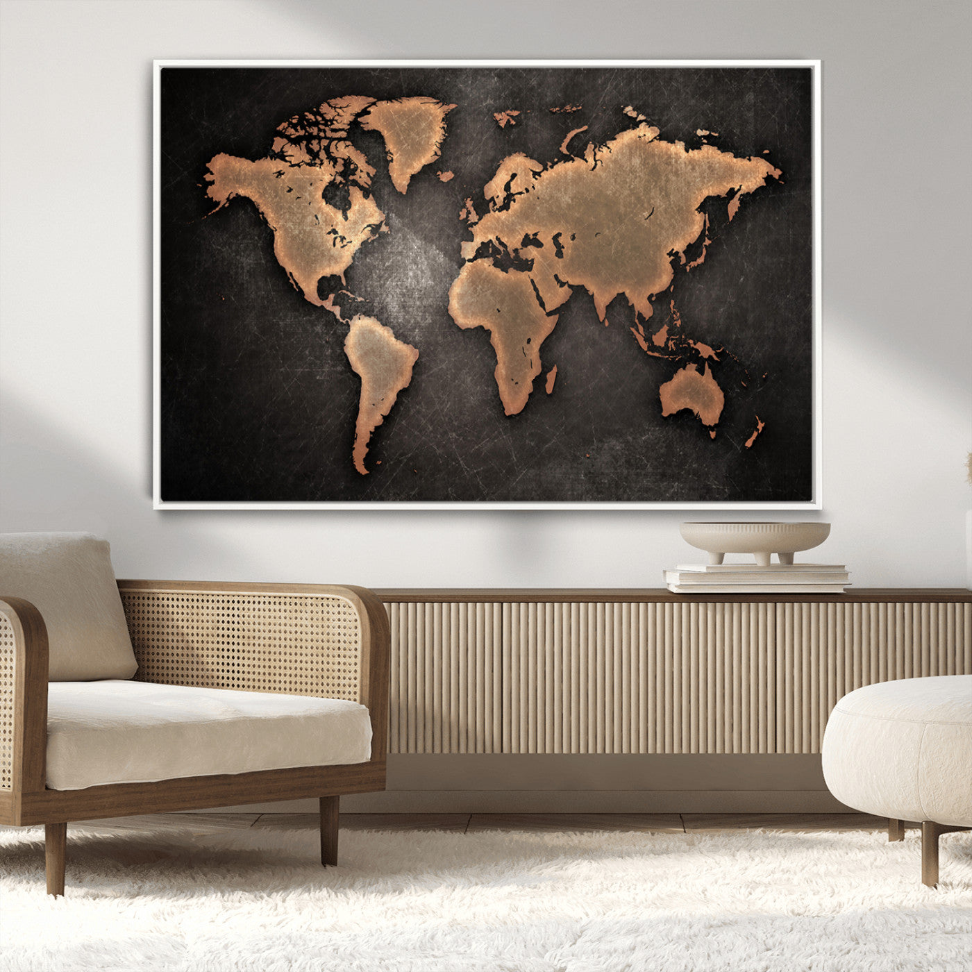 MGV-FC-36X24 - Push Pin World Map Canvas Print – Framed Wall Art for Couples to Track Their Travels – Anniversary