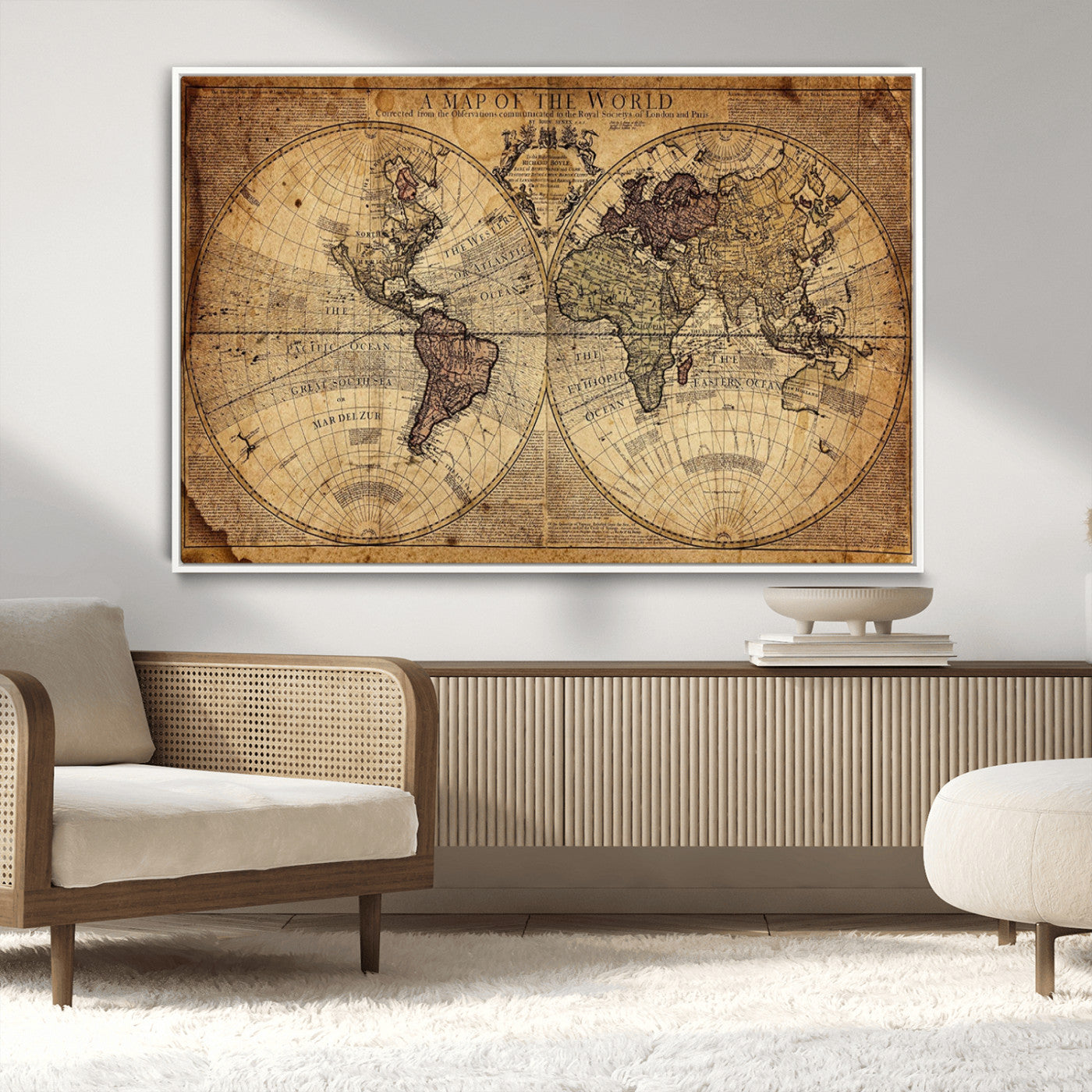 MGV-FC-36X24 - Push Pin World Map Canvas Print – Framed Wall Art for Couples to Track Their Travels – Anniversary