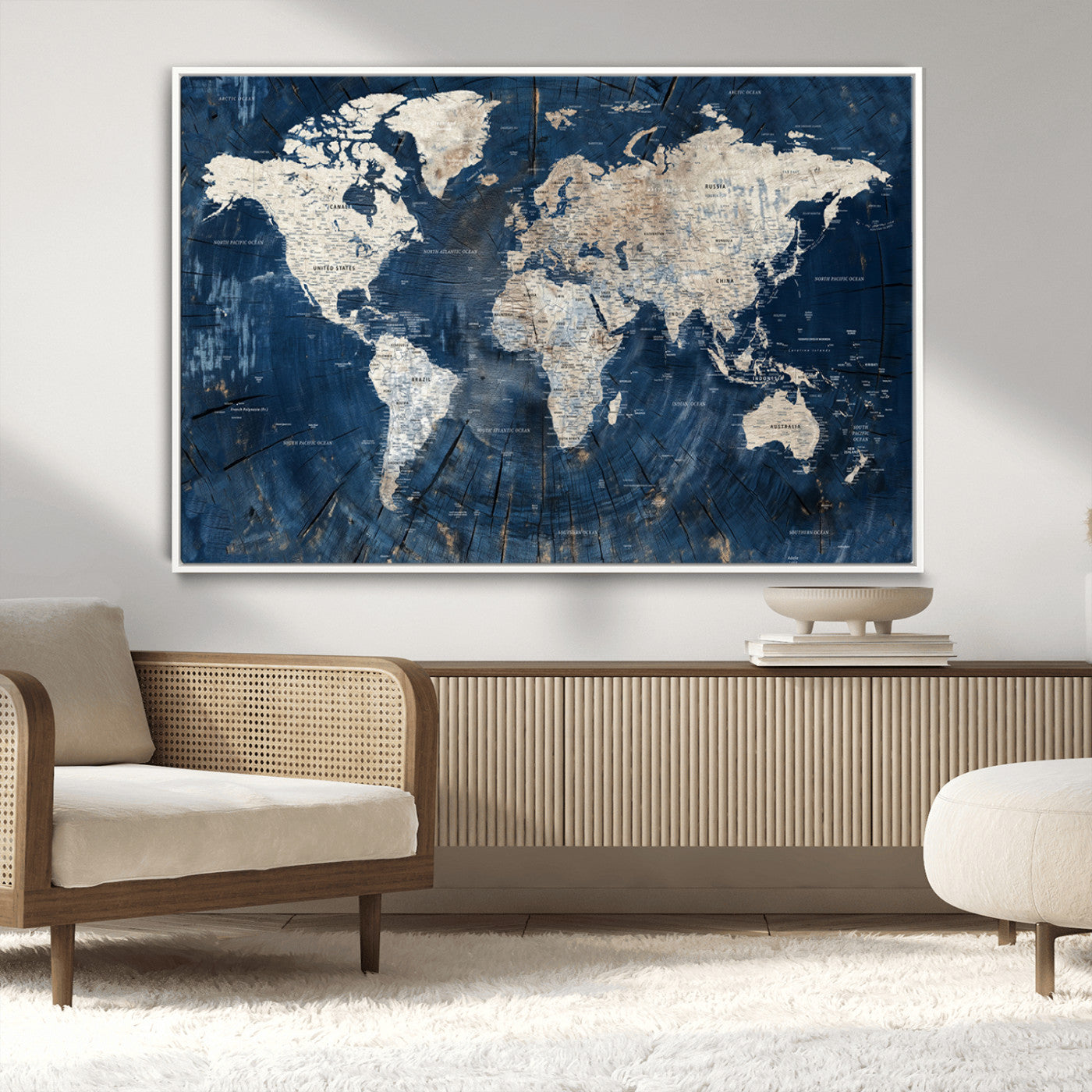 MGV-FC-36X24 - Push Pin World Map Canvas Print – Framed Wall Art for Couples to Track Their Travels – Anniversary